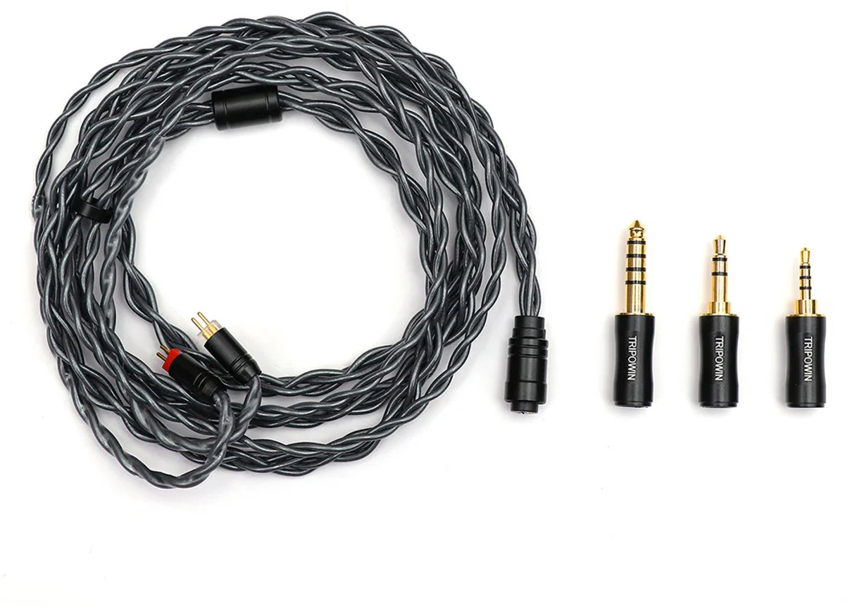 Tripowin Noir - IEM Kabel - 2.5mm / 3.5mm / 4.4mm - 2 Pin - 3in1 - 1.2 Meter - Zwart