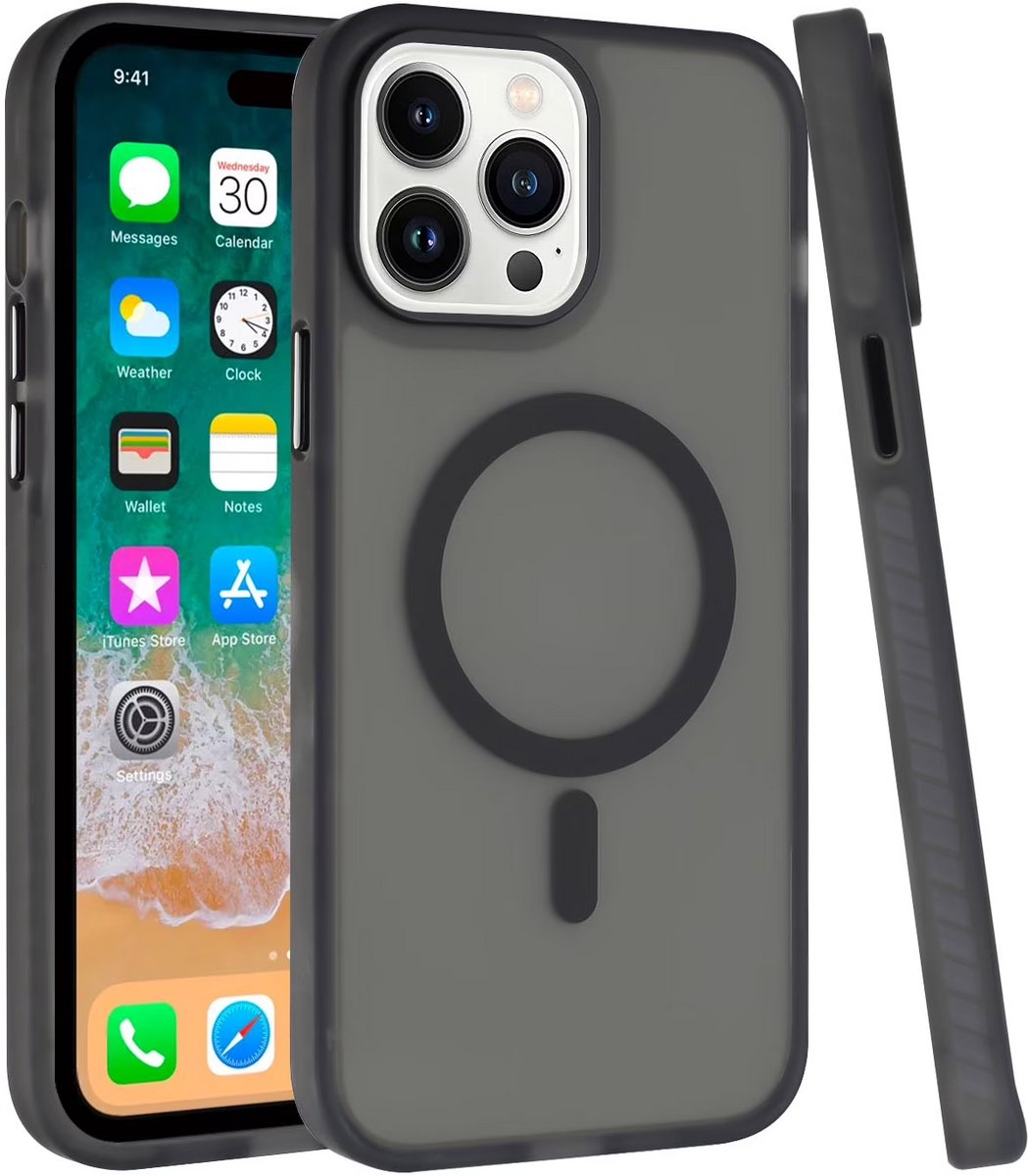 Mobile5 - iPhone 14 Pro Max - Magsafe - Compatible Backcover - Zwart met Lens Design