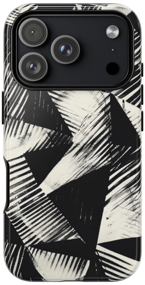 Zwart-Wit Geometrisch Patroon – Telefoonhoesje Geschikt voor iPhone 17 Pro