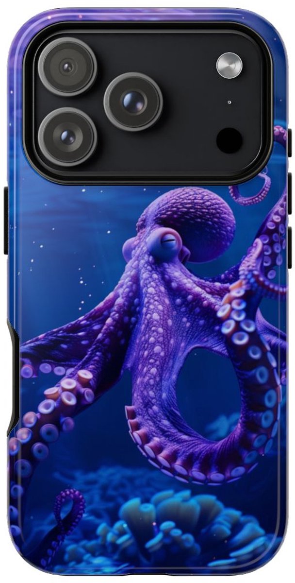 Paarse Octopus Onderwaterlandschap – Telefoonhoesje Geschikt voor iPhone 17 Pro