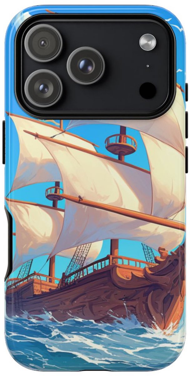Zeilschip op Blauwe Oceaan – Telefoonhoesje Geschikt voor iPhone 17 Pro
