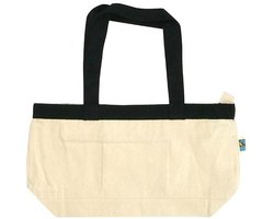 25 stuks Extra stevige katoenen shopper/allround tas - OEKO-TEX®/Fairtrade - ecru/zwart
