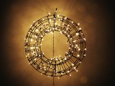 by Mooss - Kerstverlichting - Kerstkrans - Ø 38 cm - 150 led - Warm Wit - op Batterijen - Timer - Buitenverlichting - Decoratieve Verlichting - Ophangbaar