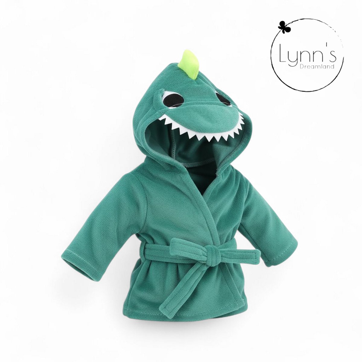 Poppenkleertjes voor babypop 43 cm - Groene dino badjas - In cadeauzakje - Poppenkleding geschikt voor o.a. Baby Born pop — afbeelding 6