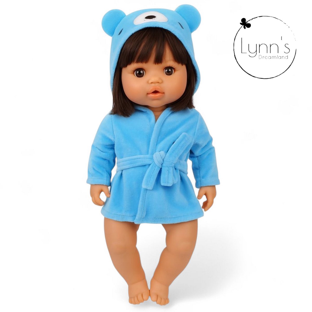 Poppenkleertjes voor babypop 43 cm - Blauwe beer badjas - In cadeauzakje - Poppenkleding geschikt voor o.a. Baby Born pop — afbeelding 12