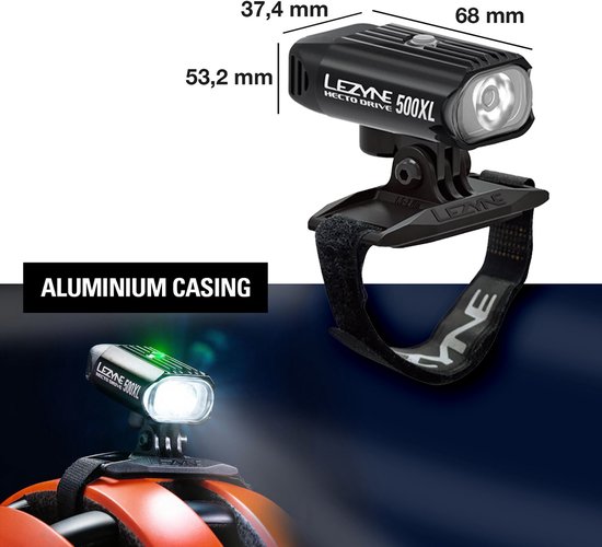 Lezyne Helm Hecto Drive 500XL - Fietsverlichting LED - Fietslamp voor op Helm - Draadloos Oplaadbaar Fietslicht - Ingebouwde USB-Stick - 500 lumen - Zwart — afbeelding 2