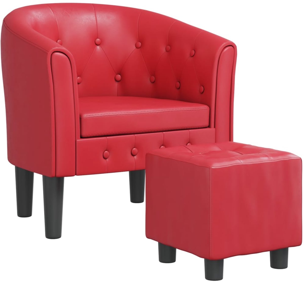 vidaXL Kuipstoel - met - voetenbankje - kunstleer - rood