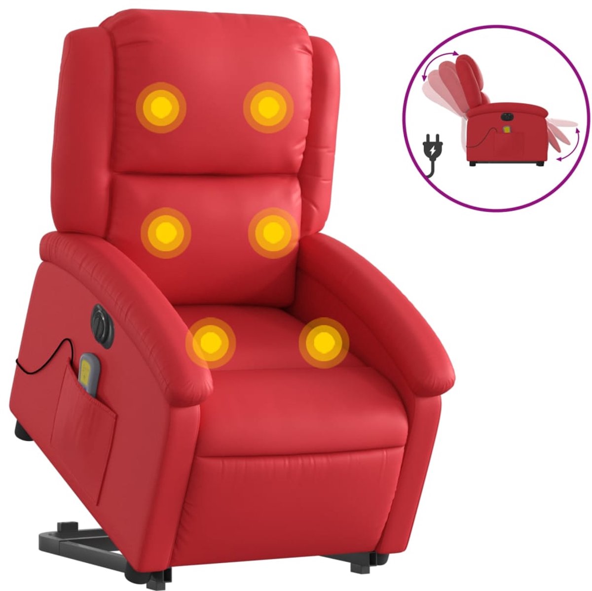 vidaXL Sta-op-massagestoel - elektrisch - kunstleer - rood