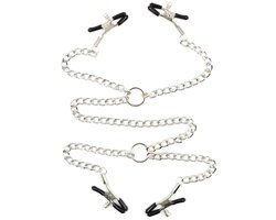 Smart Moves - Tepelklemmmen en Schaamlipklemmen aan Ketting - Verstelbaar - Zilver
