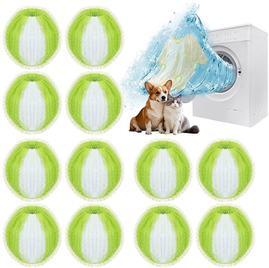 Foto: Trankielo set van 12 dierenhaarverwijderaars voor wasmachine herbruikbare pluisballen haarverwijderaar voor wasdroger effectief tegen honden en kattenhaar 