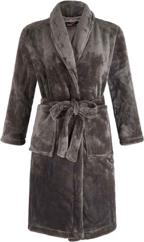 Grijze kinderbadjas fleece-S (5-6 jaar)