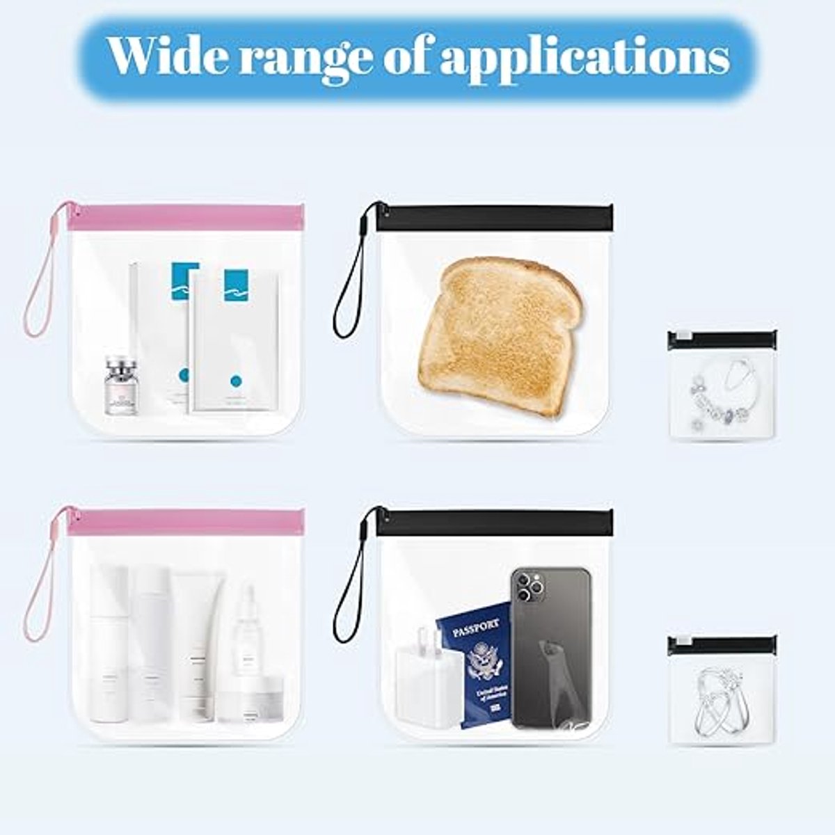6 stuks transparante toilettas met ritssluiting vliegtuig, 1 liter zak vliegtuig, handbagage, reistas, vloeistofzak, handbagage, cosmeticatas, transparant, voor dames en heren, transparant, Eenvoudig