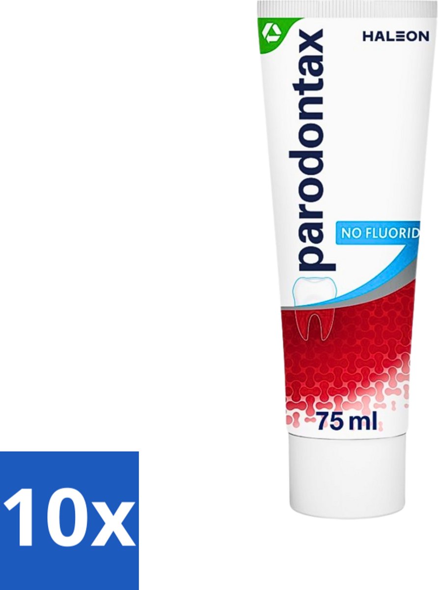 10 x Parodontax - Tandpasta - Fluoride Vrij - 75ml - Fluoridevrije Tandpasta - Mondgezondheid - Tandvleesbescherming - Tandplakverwijdering - Bloedend Tandvlees