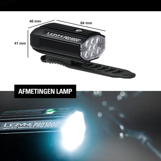Lezyne Micro Drive Pro 1000+ Koplamp - Fietsverlichting - Fietslamp voor - USB oplaadbaar - 7 uitvoermodi - Zilver/Zwart - 1000 Lumen — afbeelding 2