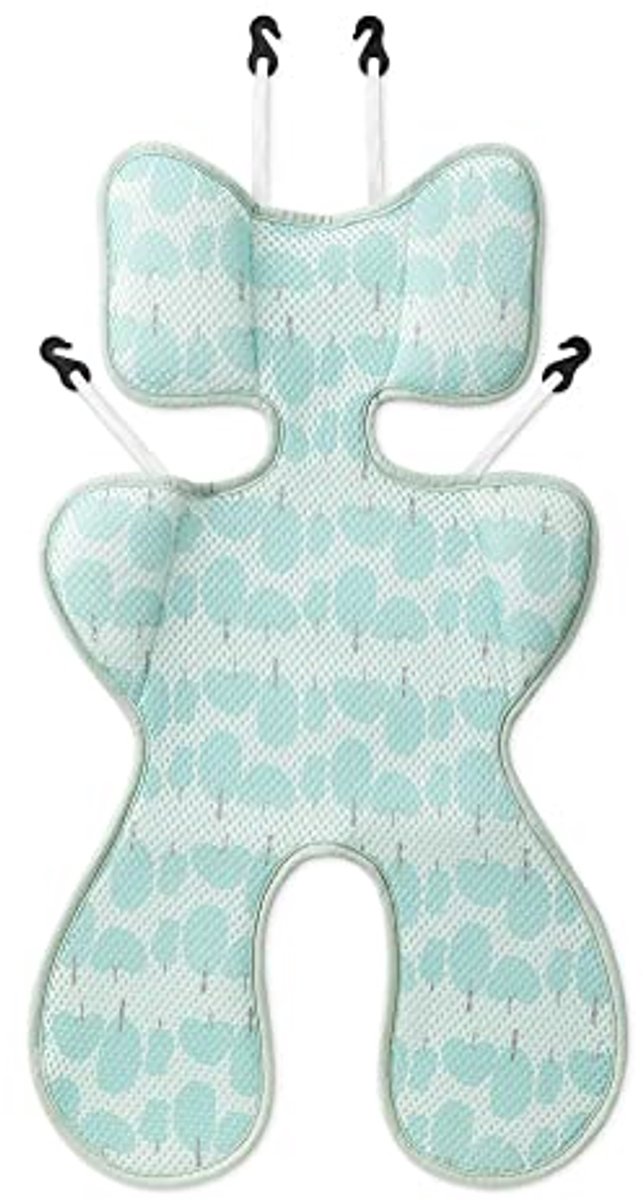 Image of Ademende Buggy Kussen - Muntgroen Zomerkussen voor Kinderwagens - Universele Maat - Houdt Koel en Beschermt Tegen Vlekken