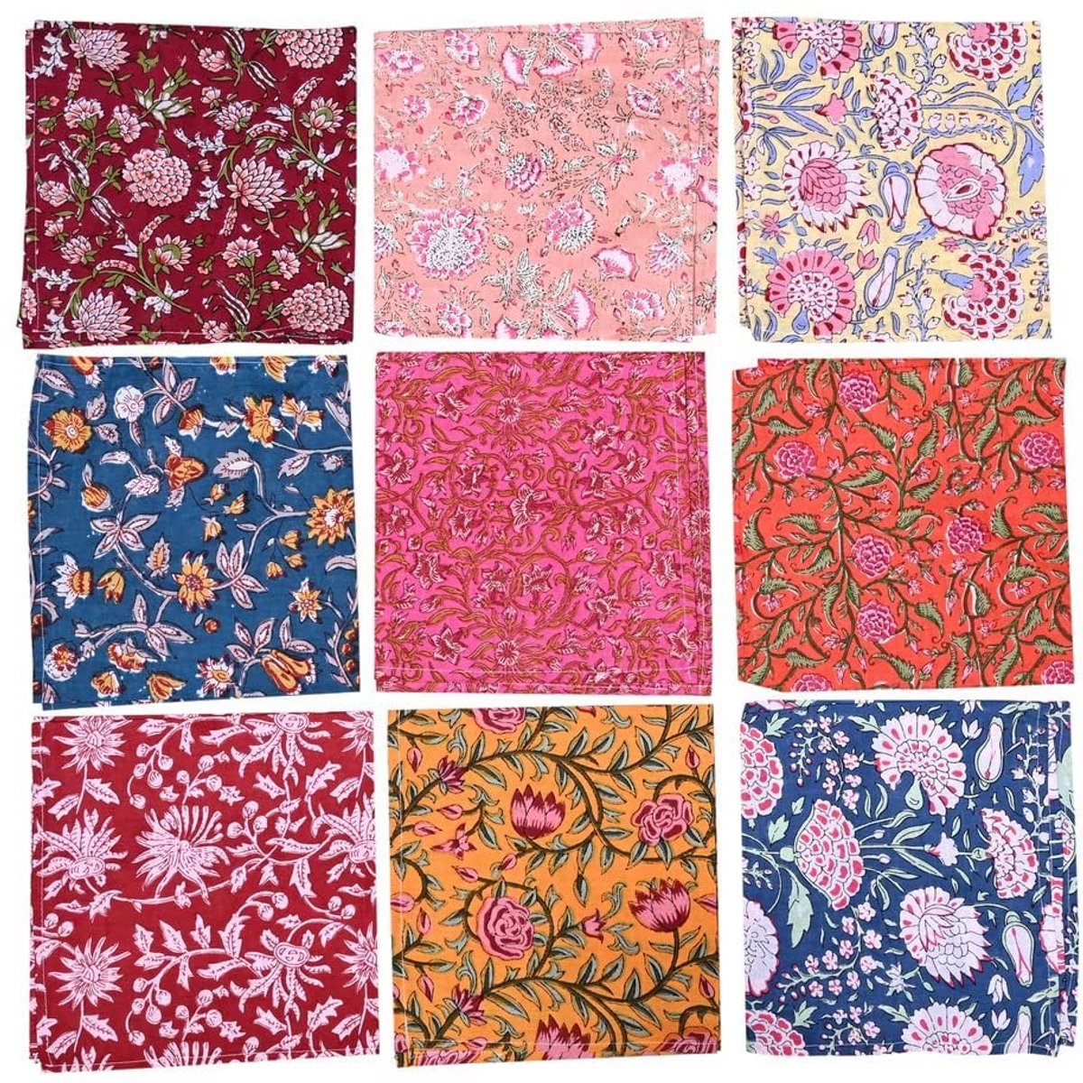 Mix Lot Handgemaakte Servetten 100% Katoen 40x40 cm Jaipuri Gedrukt