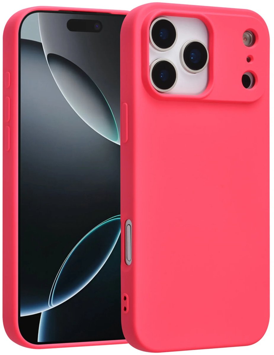 Shockproof Backcover - Liquid Silicone Soft Hoesje - Geschikt voor: iPhone 17 Pro - Felroze