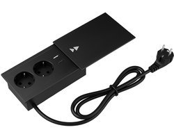 Intelectro Inbouw Stekkerdoos Tafelcontactdoos - Revolutioneer je Werkplek - Stijlvol Design - Veelzijdige Functionaliteit - Verschillende Veiligheidsfuncties - Eenvoudige Installatie - 2200W - Zwart - Levering Sneller dan Aangegeven!