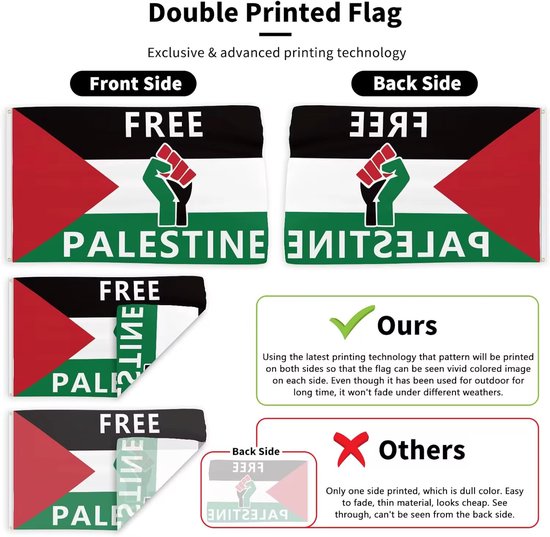 Free Palestine Totebag - Canvastas met een kleurrijke print een