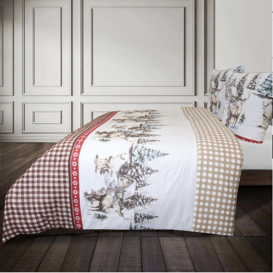 Luxe Katoen Flanel dekbedovertrek Aspen Rouge - 240x220 van Merkloos — afbeelding 2