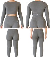 Ensemble de sport femme - legging de sport - Yoga - Pilates - Tenue décontractée - Taille L gris