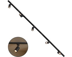Lighto Railverlichting 300cm - Incl. 5 LED Spots - 1-fase - Plafondlamp - Plafondspots - Railsysteem - Woonkamer / Slaapkamer / Keuken - Zwart