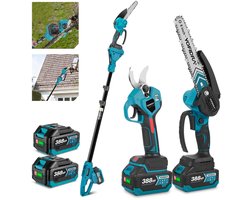 Yofidra 4-in-1 Accu-Hoogsnoeier - 8 inch Kettingzaag met Accu en 30 mm Elektrische Snoeischaar - max. bereik tot 1.7 m - Borstelloze motor - telescopische takkenzaag voor tuin