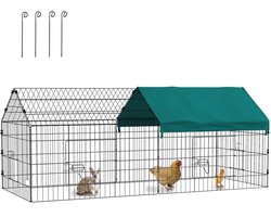 Qoozi Pet Konijnenren – 220x85x103 cm – Met Afdekzeil (Oxford 190T, Groen) – Opvouwbare Dierenren voor Buiten – Stevig & Weerbestendig – QZ1121536