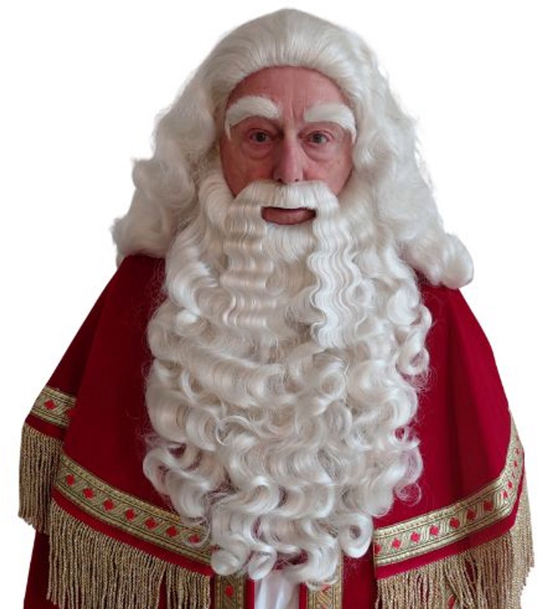 Monnikendam.nl Sinterklaas baard en pruik - Nylon baardstel met losse snor - A1
