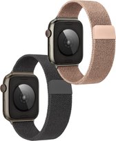 Milanees Horlogebandje Geschikt voor 38/40/41 mm Band Milanees - Bandje Geschikt voor 38/40/41 mm Bandje Milanees - Zwart & Rose Goud