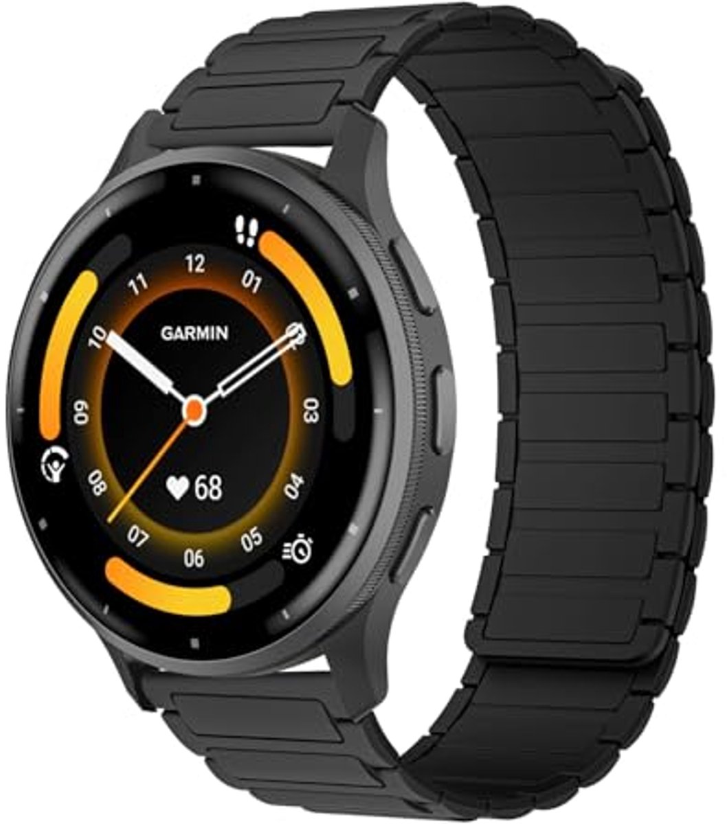 Siliconen Armband 22 mm Compatibel met Garmin Venu 3, Vivoactive 4 en Forerunner, Zwart