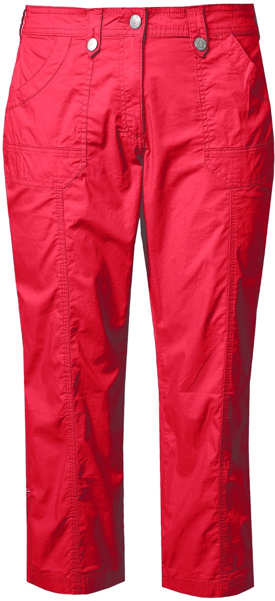 Ulla Popken - Dames - 7/8-cargohose oprolbandje voor broekspijp - Rood - Maat 46