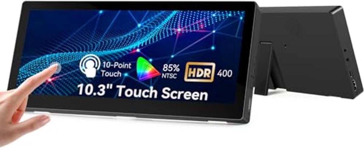 10,3 inch draagbare touchscreen-monitor met HDMI en USB-C - Ideaal voor onderweg