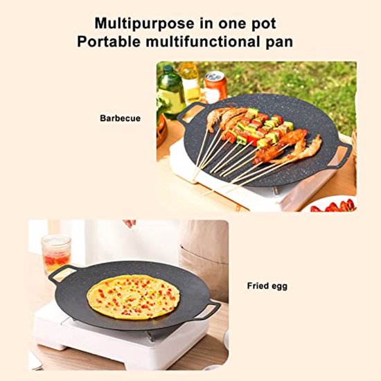 Koreaanse BBQ Grill Non-stick Grill - Anti-aanbak Ronde Bakplaat voor Thuis en Buiten — afbeelding 5
