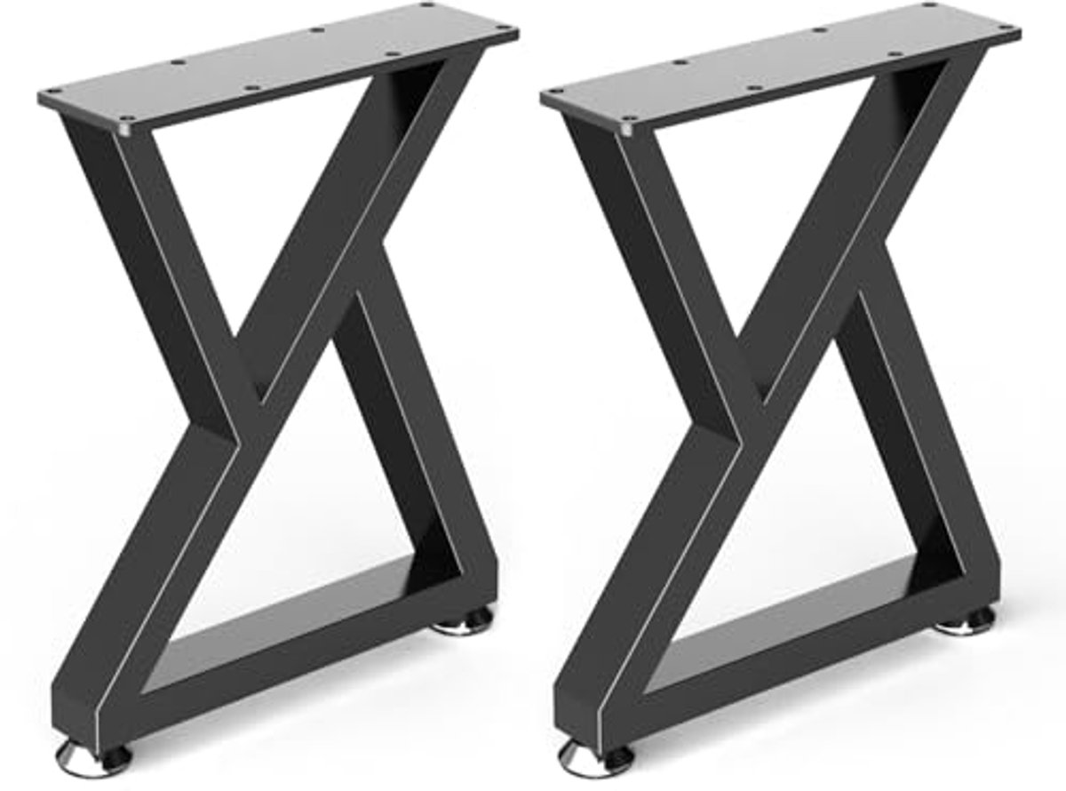 Metalen Tafelpoten Set van 2 – Zware Belastbare Industriële Doe-Het-Zelf Meubelpoot voor Eettafel of Salontafel – Z-Type, 30x41.5 cm