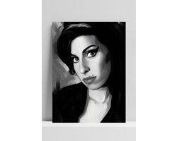 Amy Winehouse Poster - Zwart Wit - Pop - Muziek - Back to Black - posters - formaat 50x70cm - Woondecoratie - DBS911 - 3mm DIBOND - Aluminium Plaat - Metalen Wandbord