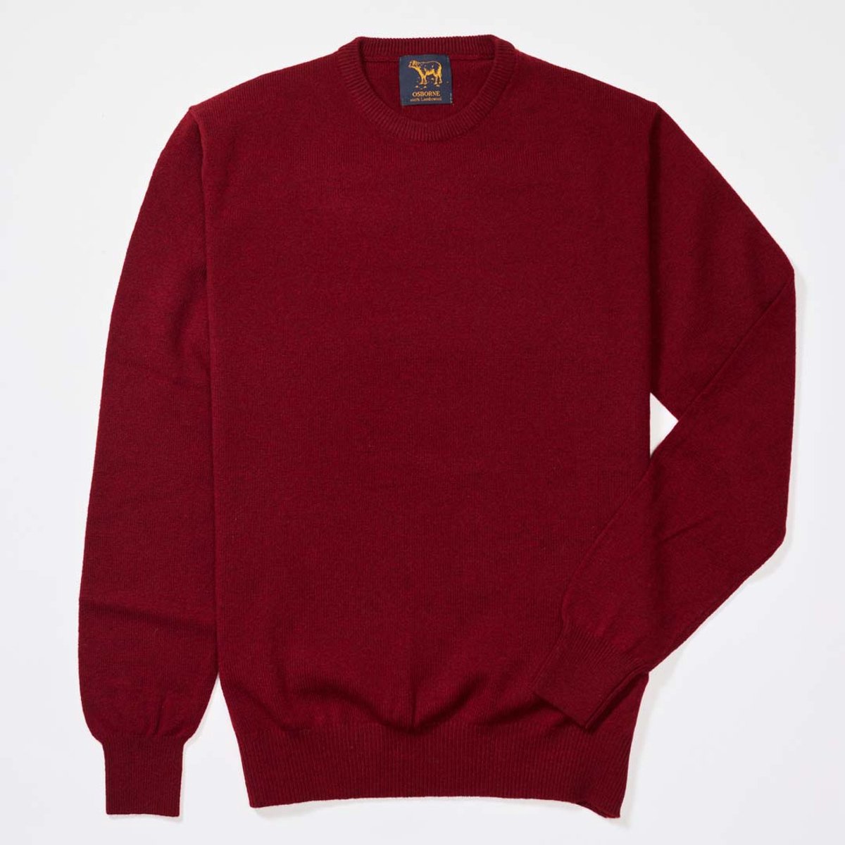 Osborne Knitwear Trui met ronde hals - Sweater heren in Lamswol - Pullover Heren - Pomegranate - 3XL