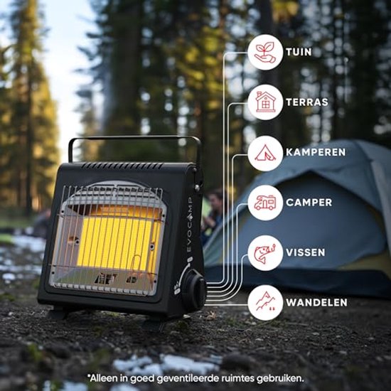 Draagbare gasverwarming voor camping – Multifunctionele keramische verwarming 1,7 kW — afbeelding 5