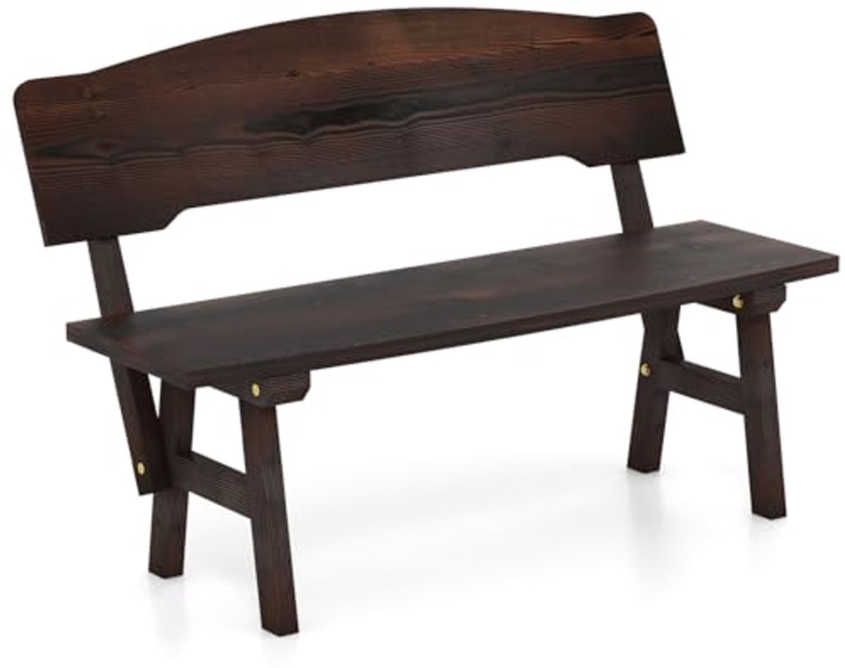 Tuinbank van Hout 2-Zits Weerbestendig voor Buiten, Ergonomisch Ontwerp, Belastbaar tot 325 kg, Perfect voor Tuin en Terras