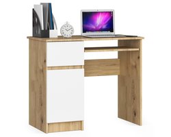 Bureau Links PIKSEL / Computerbureau / Computer Tafel / Bureautafel Rechts / Artisan Eik - Wit / 90 x 77 x 50 cm