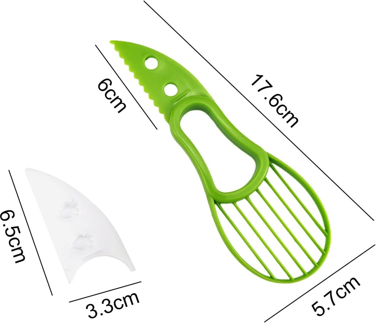 Lichtgewicht Avocado Slicer Tool,Avocado Cutter Tool 3-in-1,2Pack (Groen)