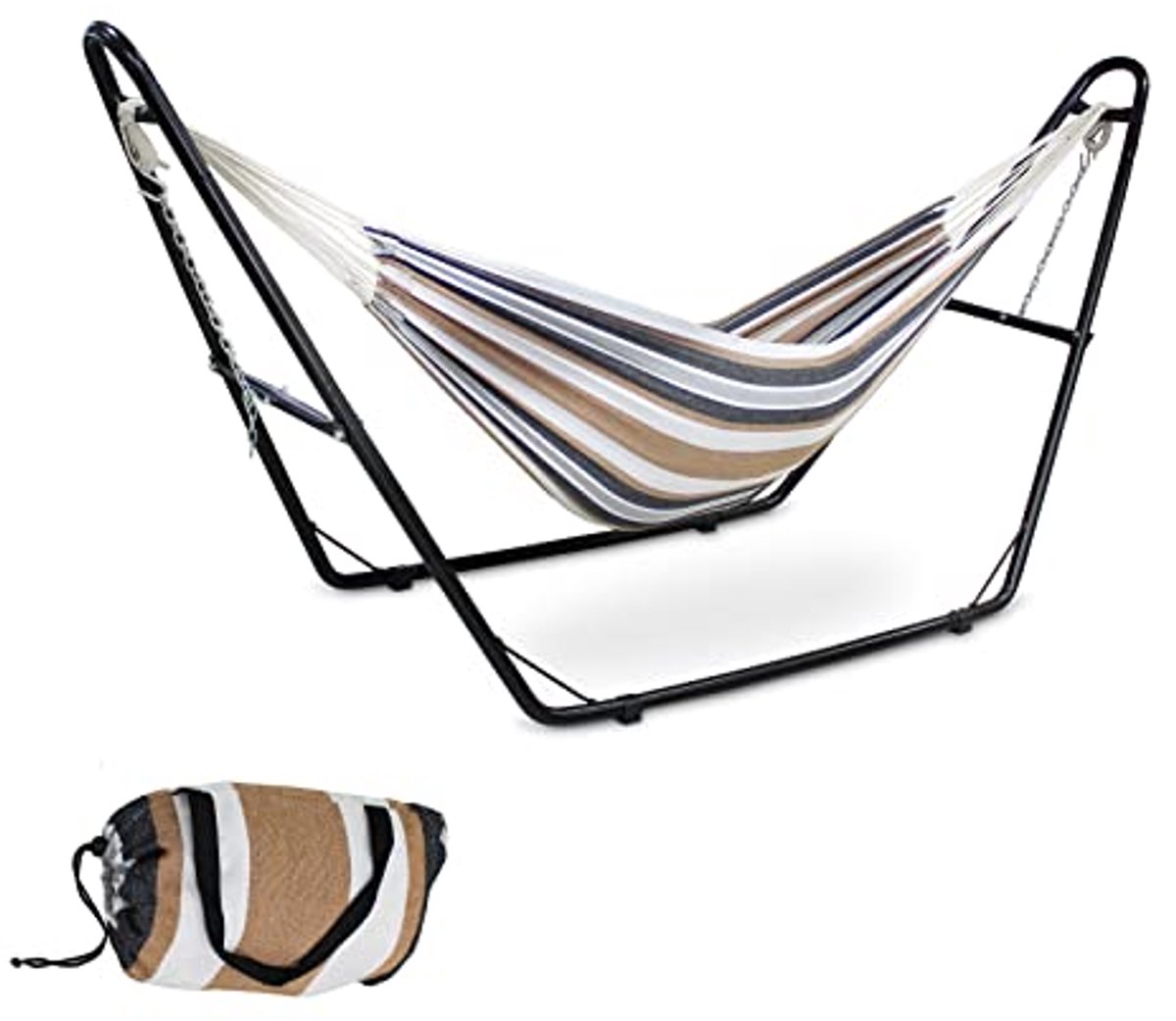 Image of 2-zits hangmat met verstelbare houder - Perfect voor tuin, terras, camping en strand - Maximaal 200 kg