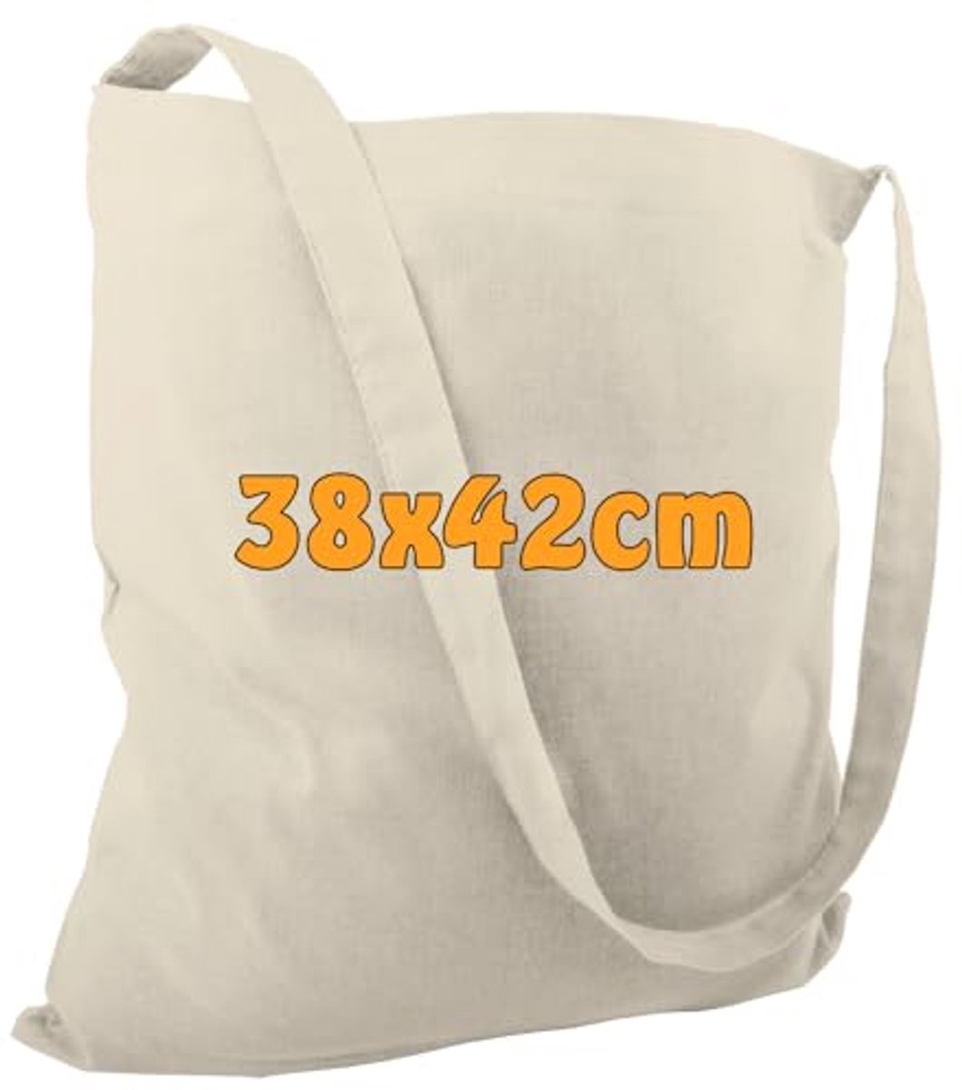 Duurzame Jute Schoudertas 38 x 42 cm met Lange Handvatten - Onbedrukt Boodschappentas