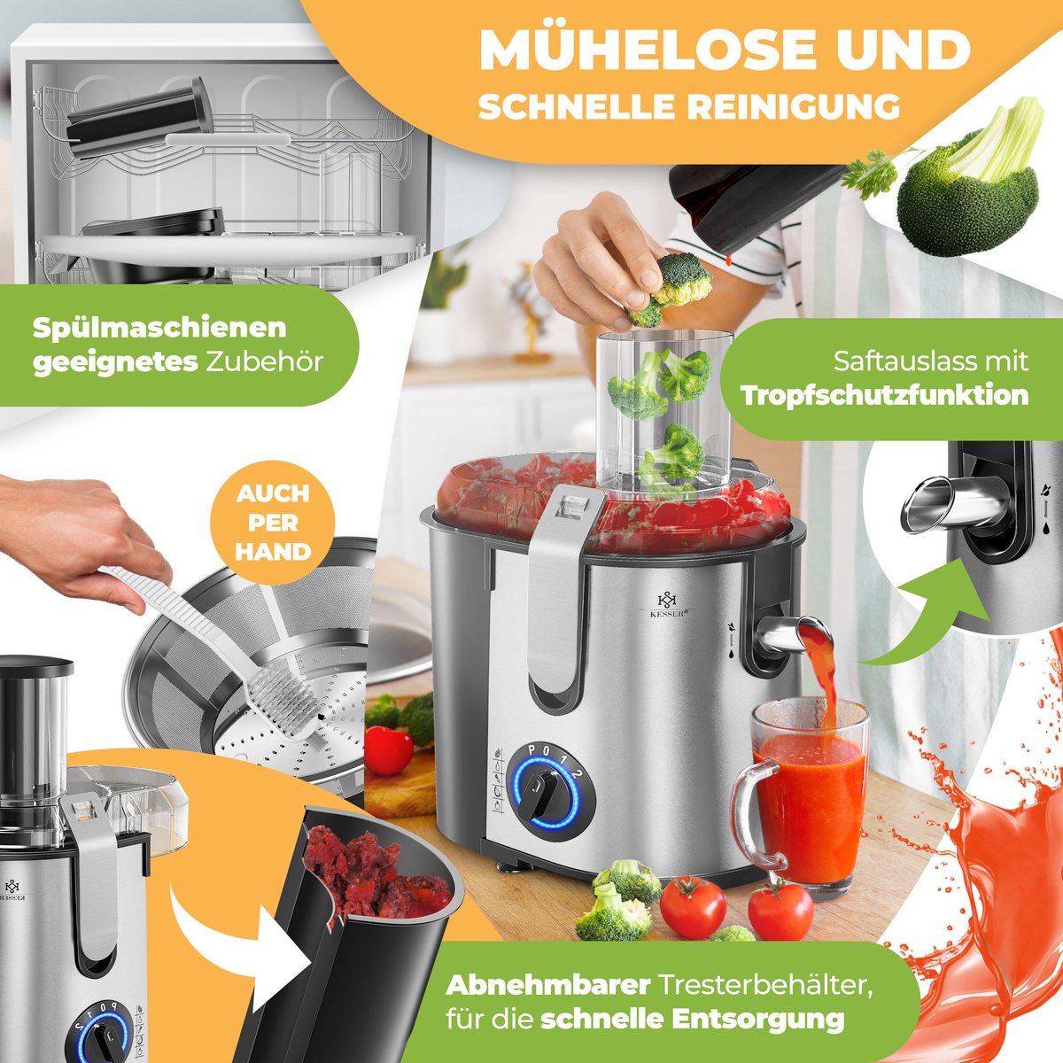 KESSER Slowjuicer - 1100W Sapcentrifuge thumbnail 4