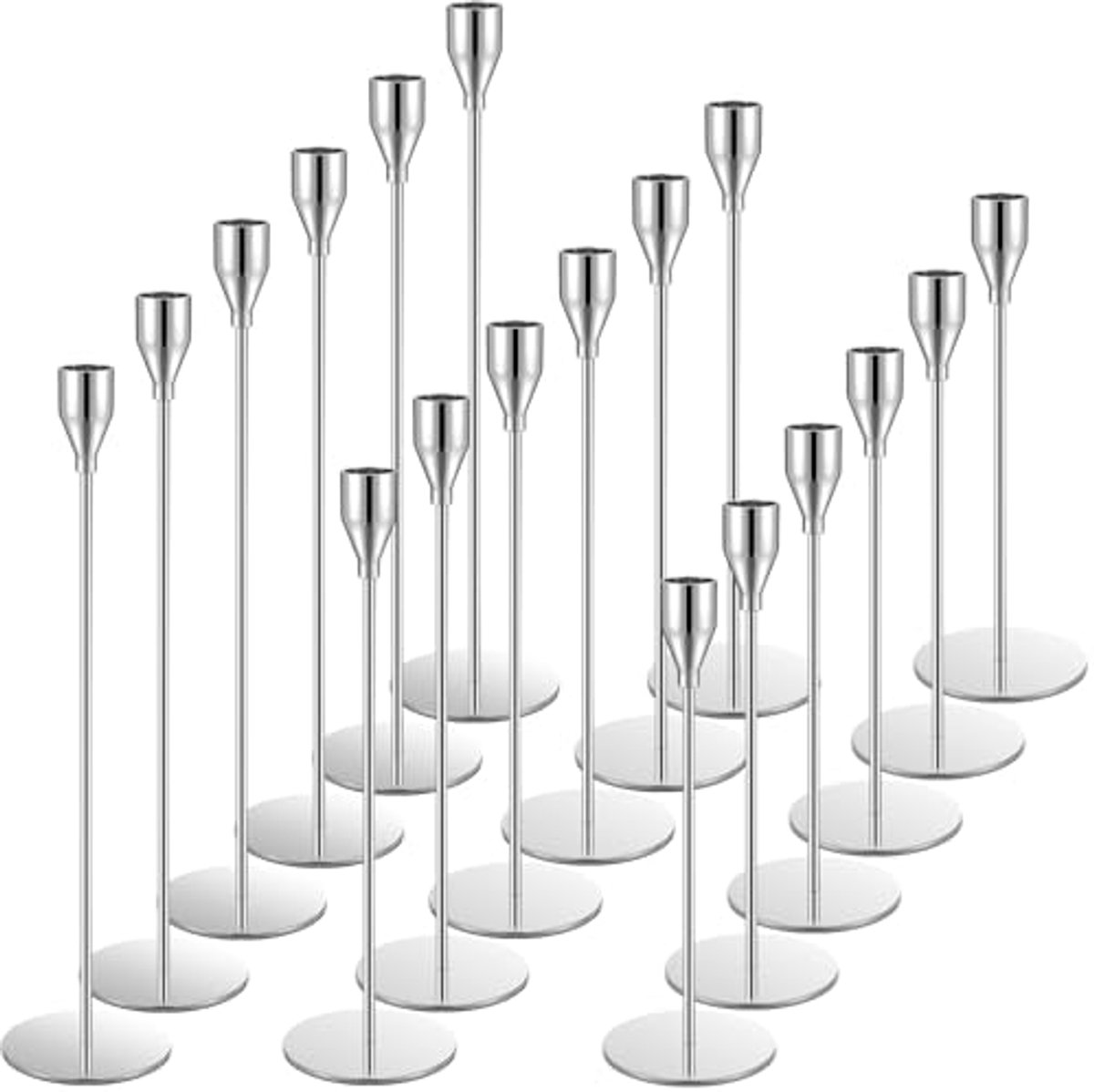 Set van 18 Hoge Kandelaars voor Tafeldecoratie - Metaal, Modern Ontwerp