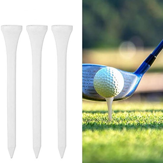 100-Stuks Golf Tee - 8,3 cm groot - Oefentee voor golfers - 4-hoekig, antislip en stabiel ontwerp - Geschikt voor training op de driving range, korte ijzerslagen, nauwkeurige afslagen op par 3 holes en dagelijkse swingoefening voor golfers - Wit van Merkloos — afbeelding 5