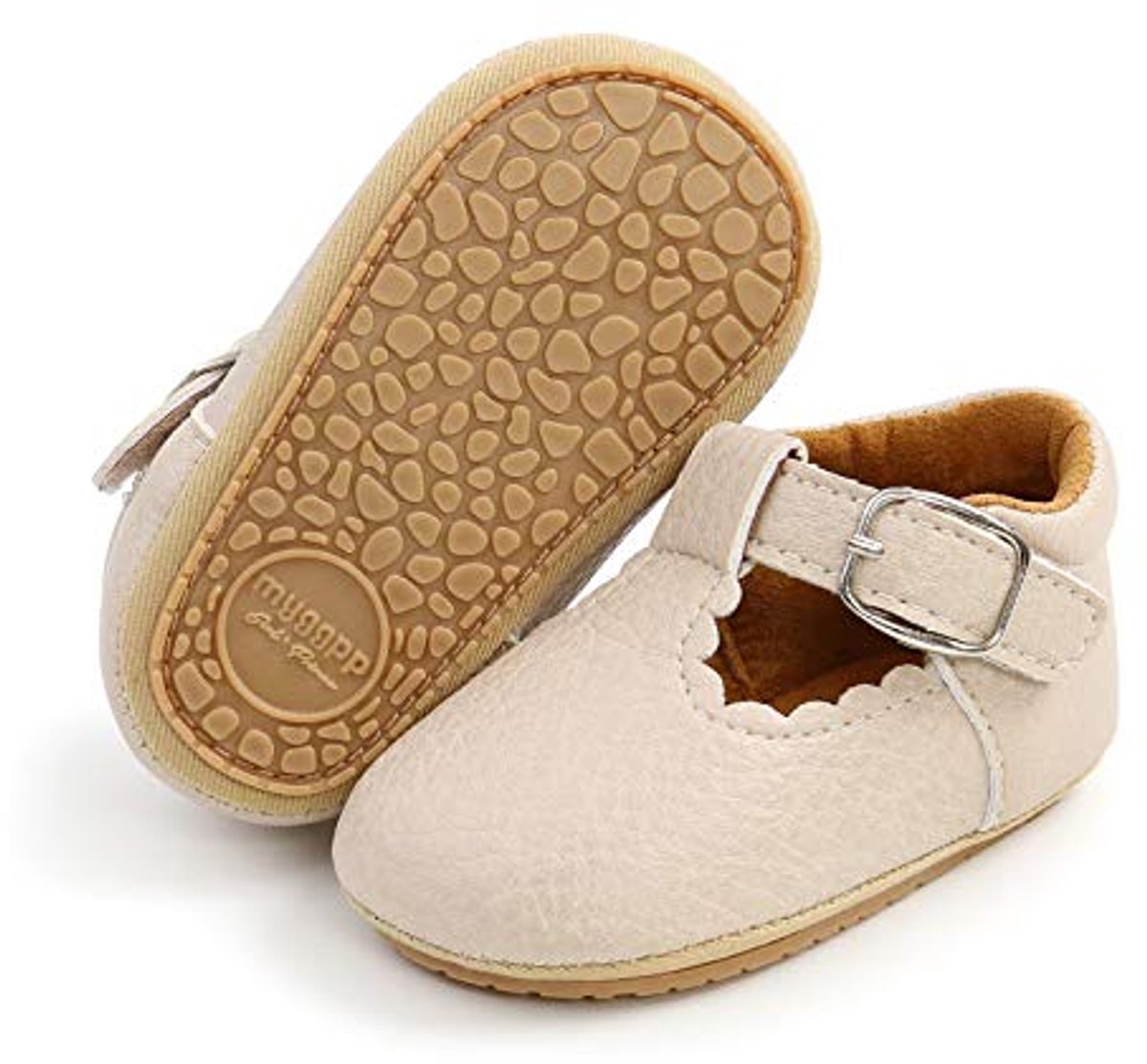 Glanzende babymeisjes mocassins Lichte Mary Jane dress-schoenen met zachte zool beige