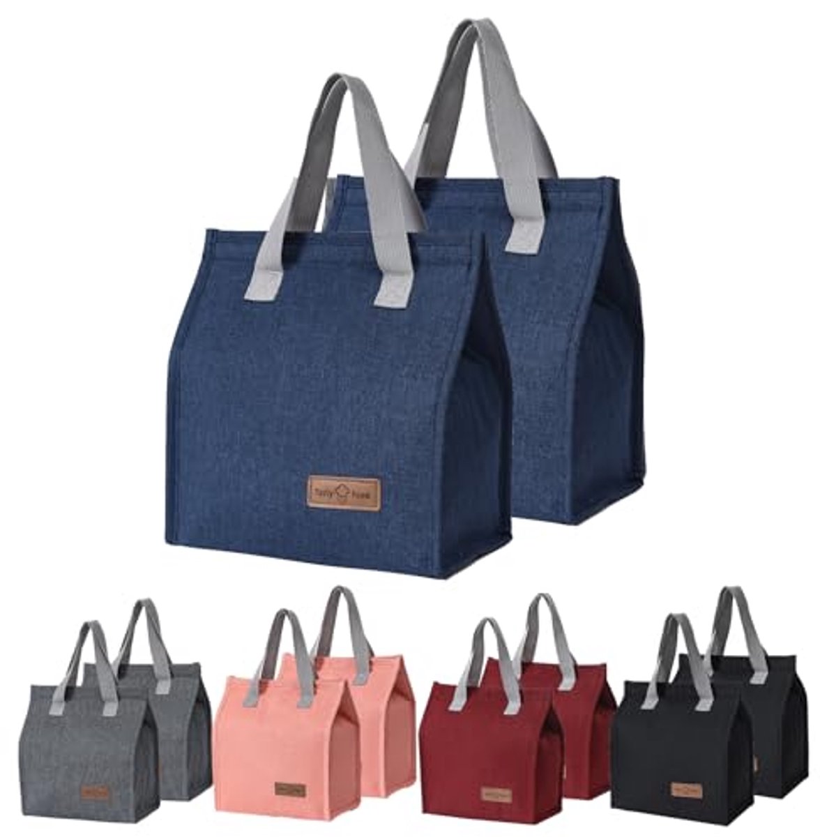 Image of 2 Stuks Geïsoleerde Lunchtas voor Werken en Picknicken - Draagbare en Waterdichte Tas in Diepblauw