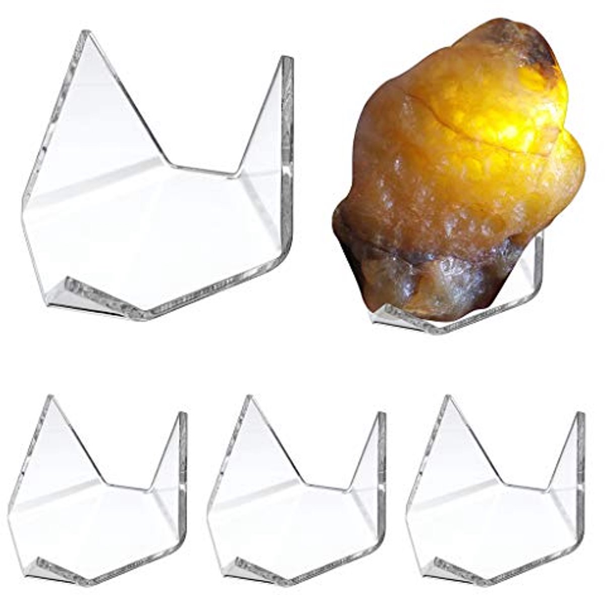 Image of 5Pcs Driehoek Acryl Display Stand voor Geoden, Mineralen, Agaat en Fossiele Koraal