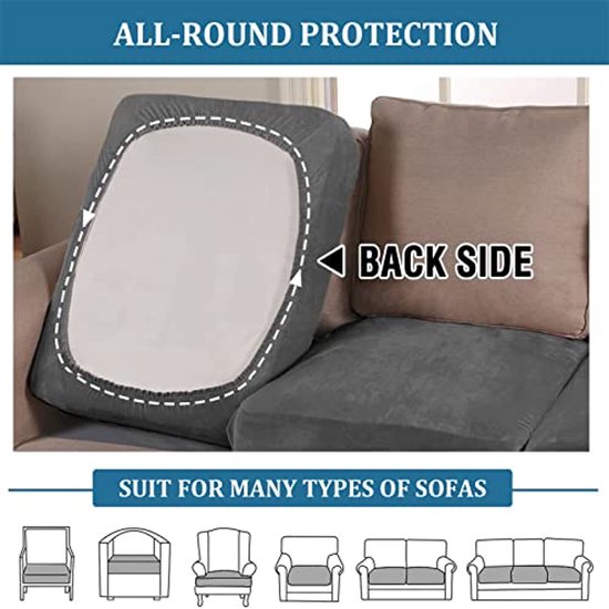 SYLC Caravan Stoelhoes Stretch Fluweel, Bank Kussenhoezen Met 2 Riemen Anti-slip, Sofa Kussenhoes Voor RV Auto Camper Motorhome (Orange,Rectangle M